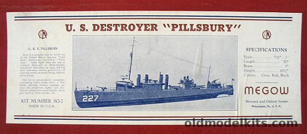 Megow USS Pillsbury DD (Four Stacker) - 30 inches long, SG2 plastic model kit